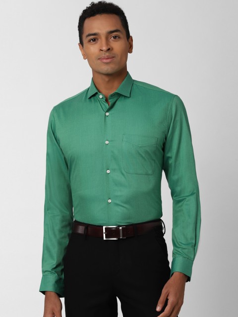 

Peter England Men Green Slim Fit Self Design Formal Shirt