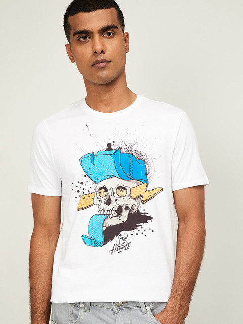 

Forca Men White Printed Round Neck T-shirt