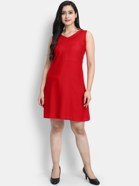 

Globon Impex Women Red Solid A-Line Dress