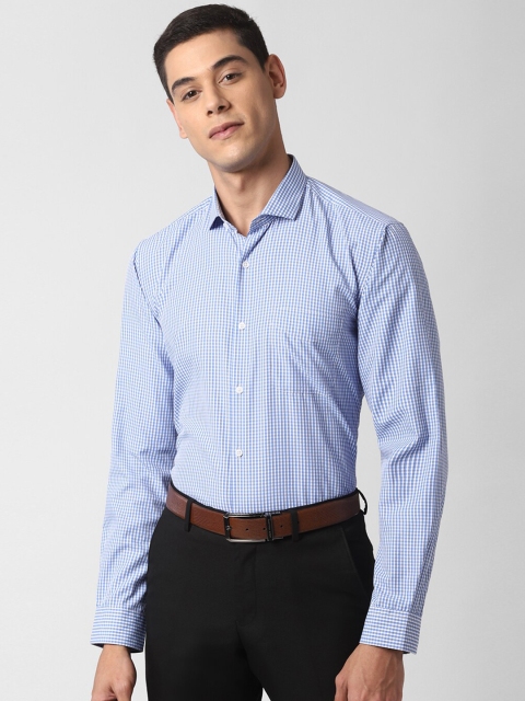 

Peter England Men Blue Regular Fit Checked Casual Shirt