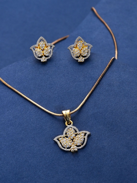 

Amavi Gold-Plated White AD-Studded Jewellery Set