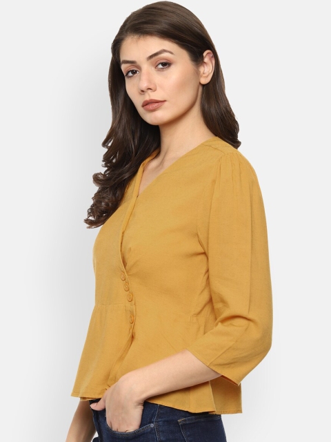 

Van Heusen Woman Yellow Solid Peplum Top