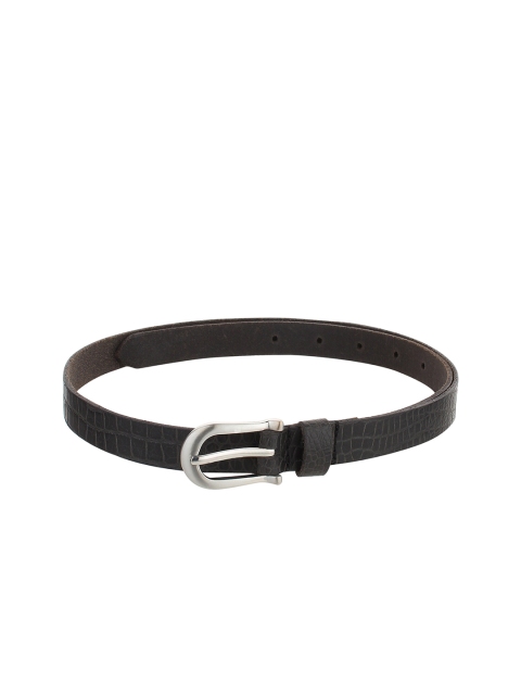 

Calligraphy Women Black & Silver-Toned Solid Belt