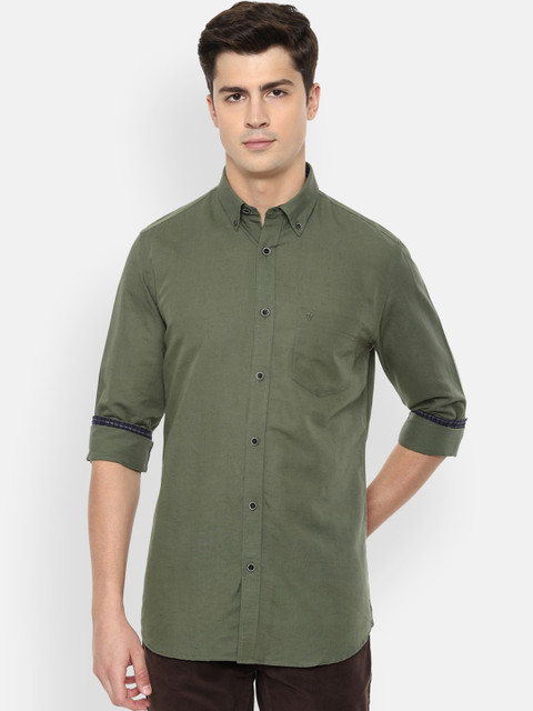 

Van Heusen Sport Men Olive Green Slim Fit Solid Casual Shirt