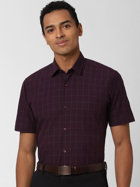 

Peter England Men Purple & Blue Regular Fit Checked Formal Shirt