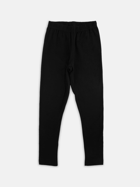 

CHALK by Pantaloons Girls Black Solid Ankle-Length Cotton Leggings