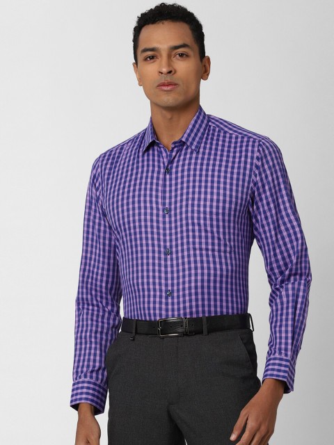 

Peter England Men Blue Regular Fit Checked Formal Shirt