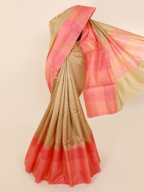 

Pothys Tan Checked Art Silk Saree