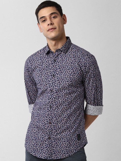 

Peter England Casuals Men Navy Blue Slim Fit Printed Casual Shirt