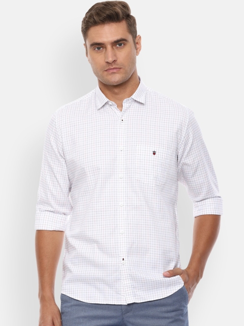

Louis Philippe Sport Men White & Blue Slim Fit Checked Casual Cotton Shirt