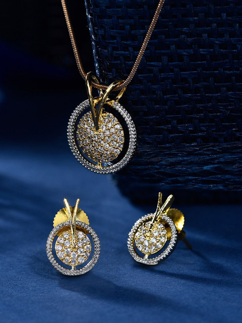 

Amavi Gold-Plated White AD-Studded Jewellery Set