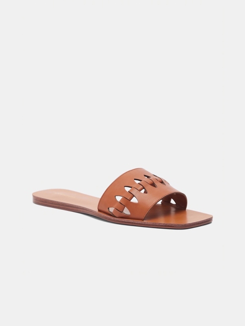 

shoexpress Women Brown Solid PU Open Toe Flats
