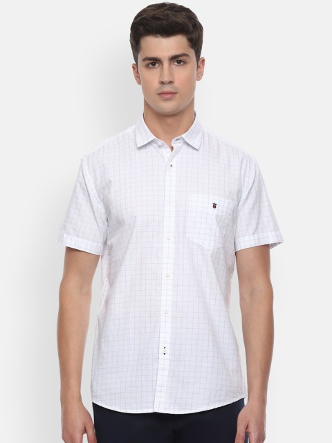 

Louis Philippe Sport Men White & Blue Slim Fit Checked Casual Cotton Shirt