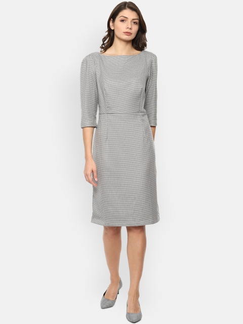 

Van Heusen Woman Women Grey Checked Sheath Dress