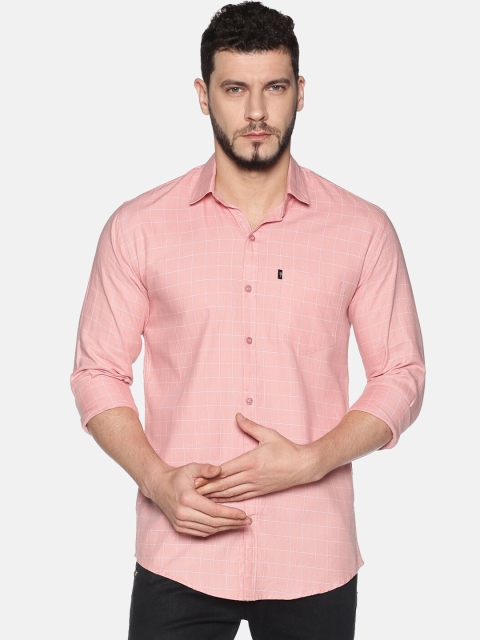 

LEVIZO Men Pink Regular Fit Checked Casual Shirt
