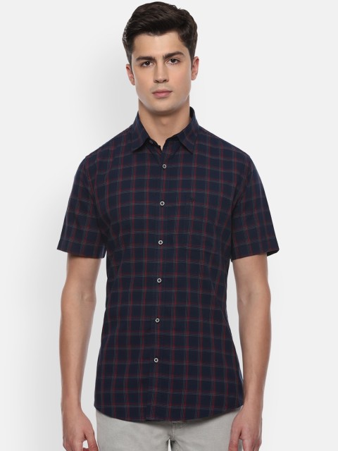 

Van Heusen Sport Men Navy Blue Slim Fit Checked Casual Shirt
