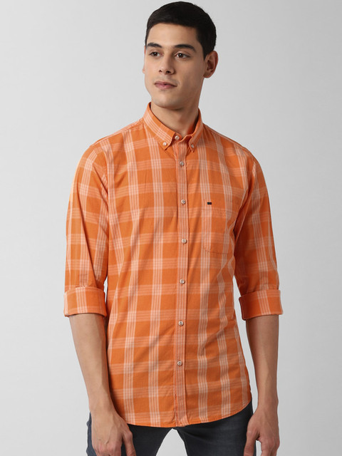

Peter England Casuals Men Orange Slim Fit Checked Casual Shirt