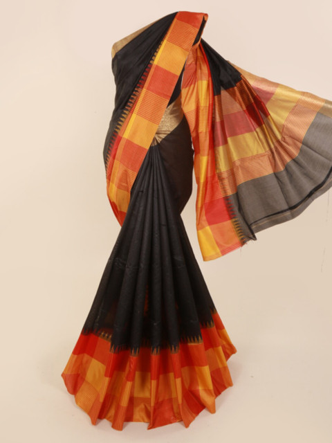 

Pothys Black Solid Art Silk Saree