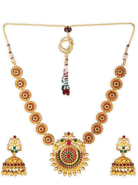

Adwitiya Collection 24CT Gold-Plated Peacock Shaped Antique Jewellery Set