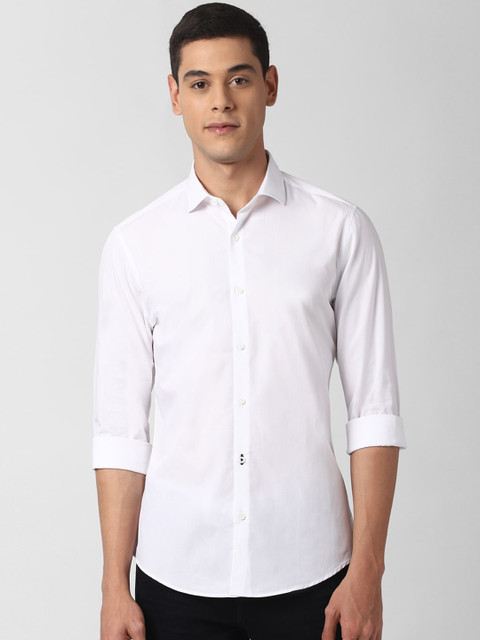 

Peter England Men White Slim Fit Solid Cotton Casual Shirt