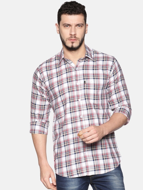 

LEVIZO Men White & Red Regular Fit Checked Cotton Casual Shirt