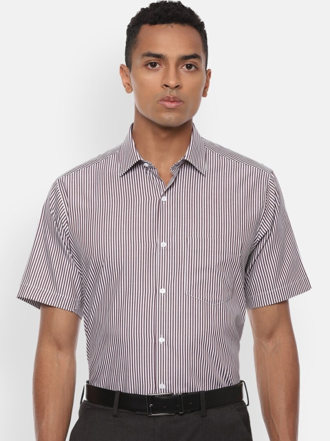 

Van Heusen Men White & Purple Regular Fit Striped Formal Cotton Shirt