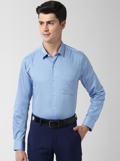 

Peter England Men Blue & White Slim Fit Checked Formal Shirt