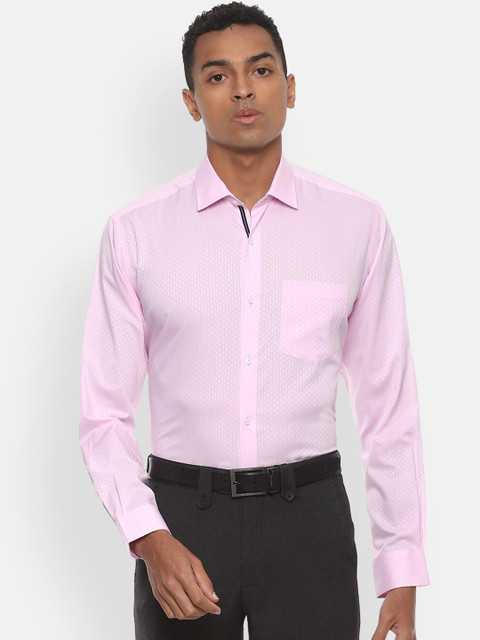 

Van Heusen Men Pink & White Regular Fit Printed Formal Cotton Shirt