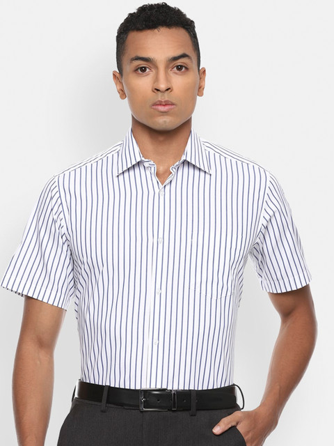

Van Heusen Men White & Blue Regular Fit Striped Formal Cotton Shirt