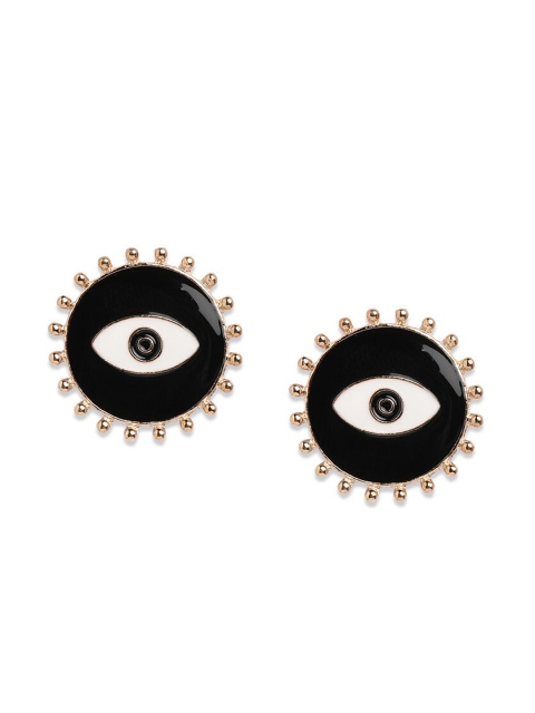 

ToniQ Black Geometric Dainty Evil Eye Statement Studs
