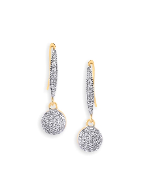 

Amavi Gold-Plated American Diamond Studded Contemporary Drop Earrings