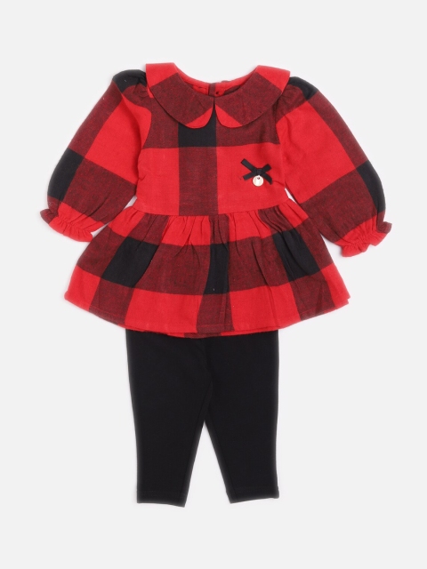 

TOFFY HOUSE Girls Red & Black Checked Shirt with Capris