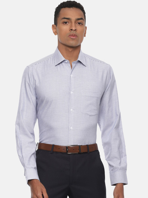 

Van Heusen Men Blue & White Regular Fit Printed Cotton Formal Shirt