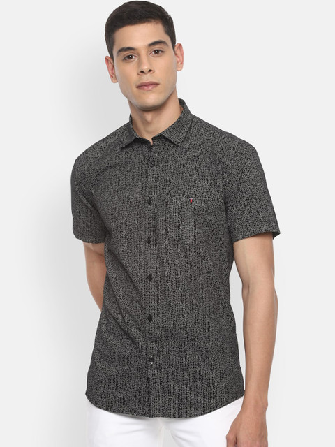 

Louis Philippe Sport Men Black & Grey Slim Fit Printed Casual Cotton Shirt