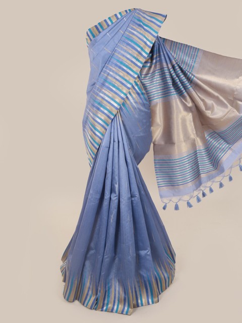 

Pothys Blue Art Silk Woven Design Tussar Saree