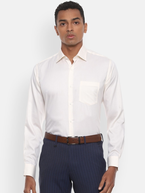

Van Heusen Men Cream-Coloured Regular Fit Self Design Formal Cotton Shirt
