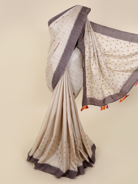 

Pothys Cream-Coloured Woven Design Jute Silk Saree
