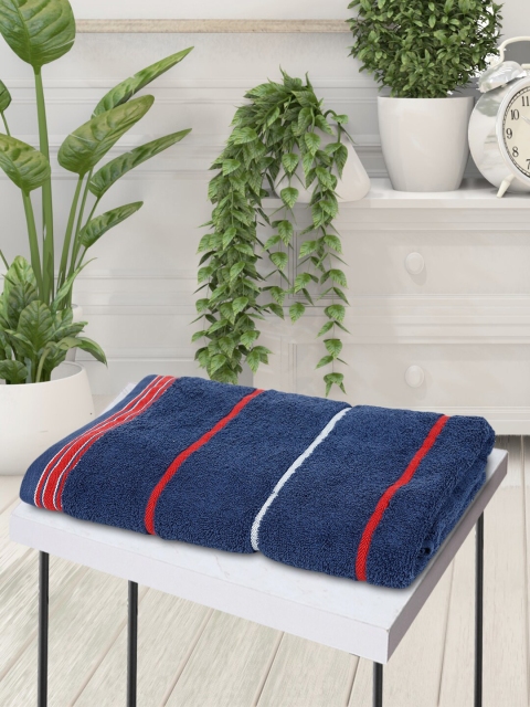 

BIANCA Unisex Navy Blue & Red Striped 400 GSM Bath Towel