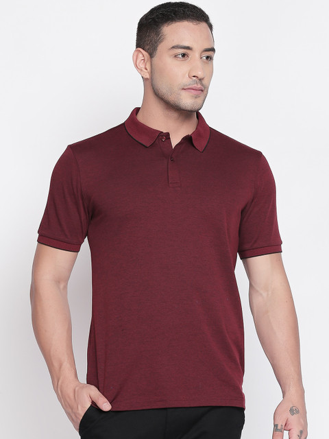

RICHARD PARKER by Pantaloons Men Maroon Solid Polo Collar T-shirt