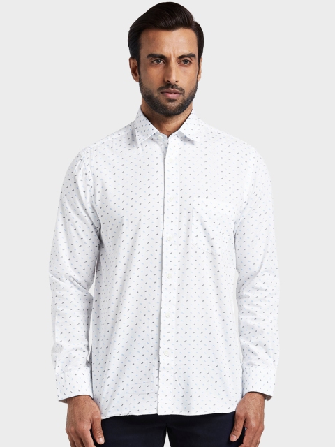 

ColorPlus Men White Tailored Fit Printed Casual Shirt