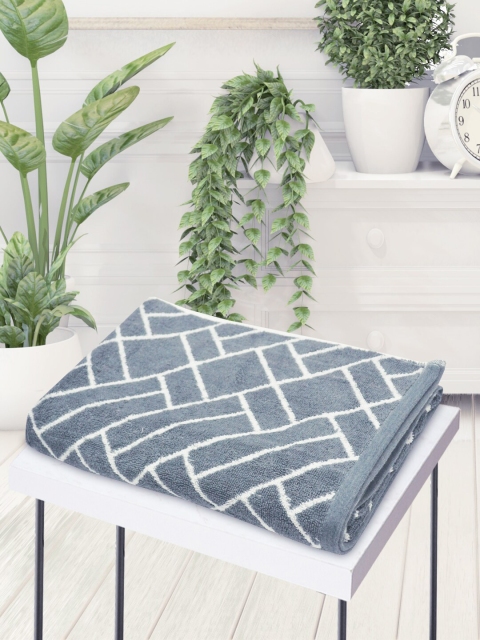 BIANCA Unisex Grey & White Printed 450 GSM Bath Towel