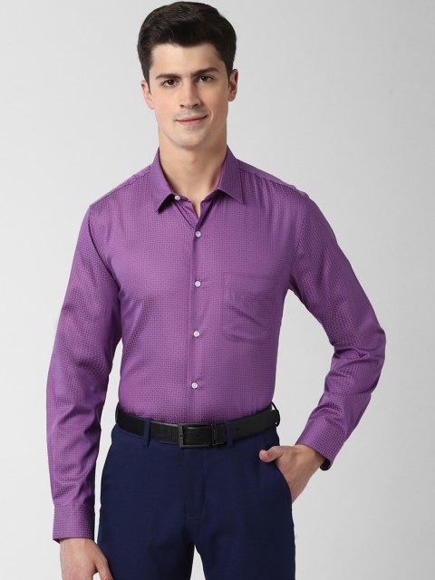 

Peter England Men Purple Slim Fit Self Design Casual Cotton Shirt