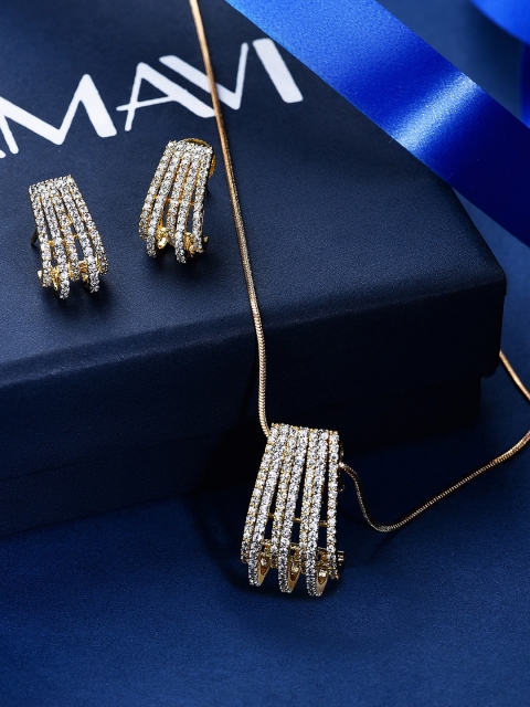 

Amavi Gold-Plated White AD-Studded Jewellery Set