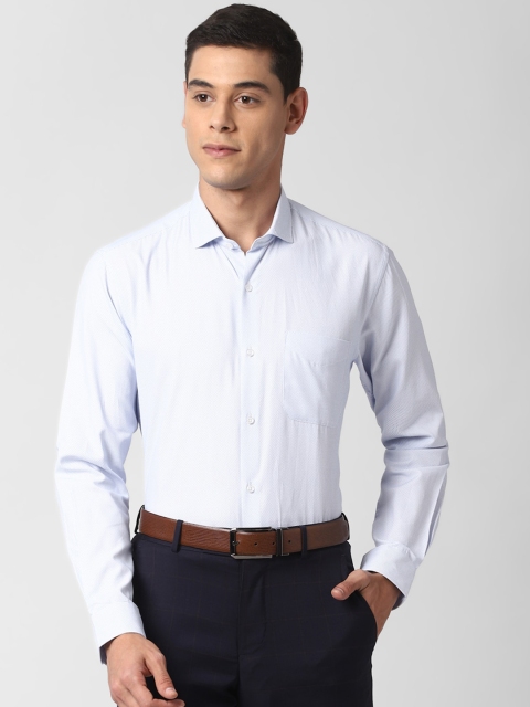 

Peter England Men Blue Regular Fit Self Design Casual Shirt
