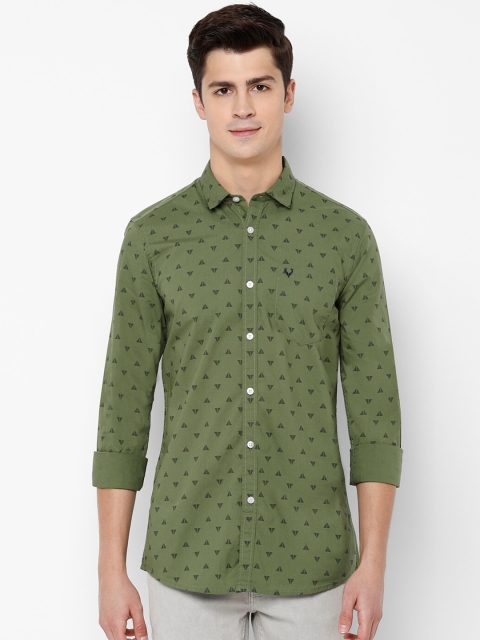 

Solly Jeans Co. Men Olive Green Regular Fit Printed Casual Cotton Shirt