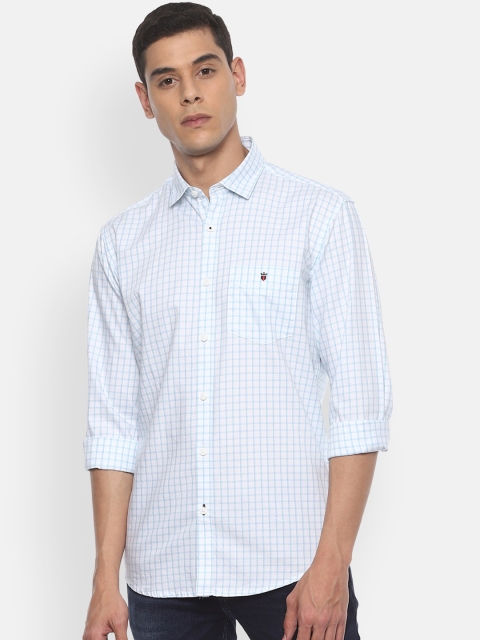 

Louis Philippe Sport Men White & Blue Slim Fit Checked Casual Cotton Shirt