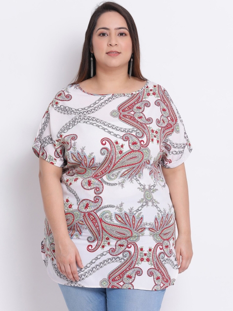 

Oxolloxo Women White Printed Regular Longline Top