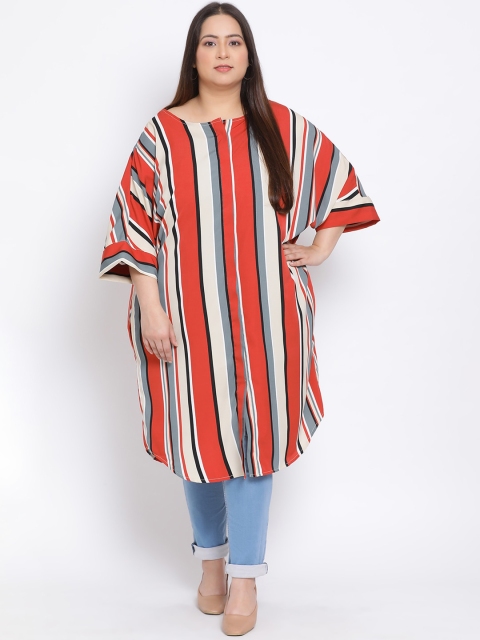 

Oxolloxo Plus Size Women Multicoloured Striped Tunic, Multi