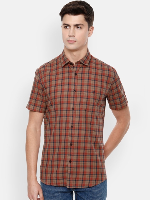 

Louis Philippe Sport Men Beige & Orange Slim Fit Checked Casual Cotton Shirt