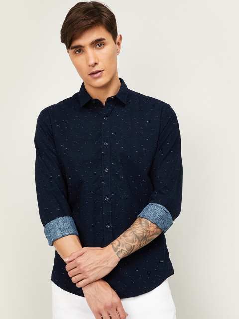 

Bossini Men Navy Blue Regular Fit Printed Casual Shirt